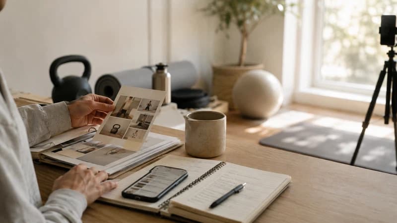 Fitness Content Ideas with Safe Demonstration and Proof — creator planning visual.