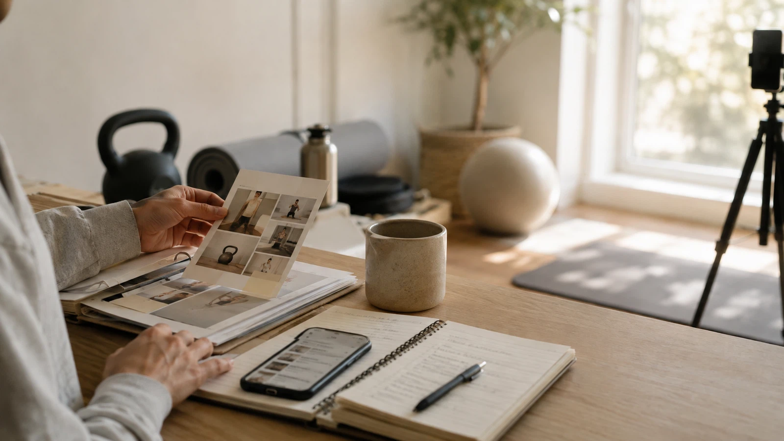 Fitness Content Ideas with Safe Demonstration and Proof — creator planning visual.
